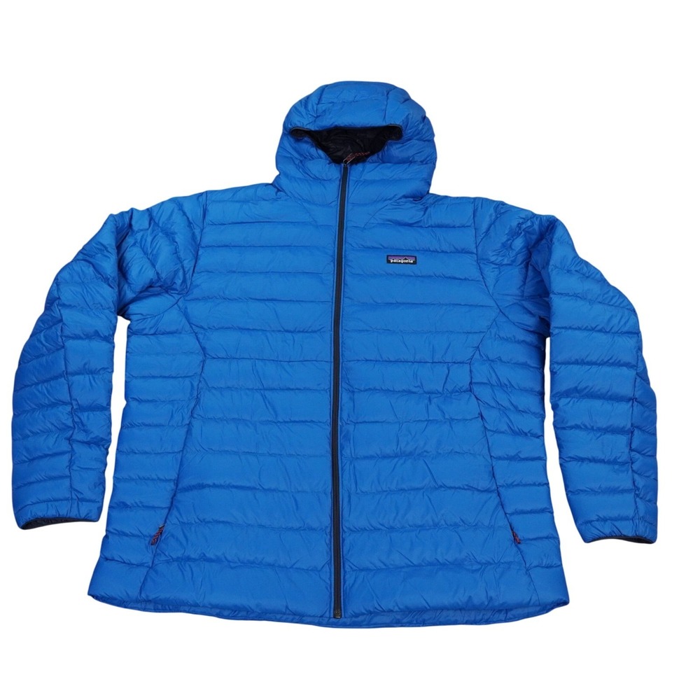 Patagonia Mens Down Sweater Hoody Jacket XXL Blue Full Zip‎ Puffer Coat 84702
